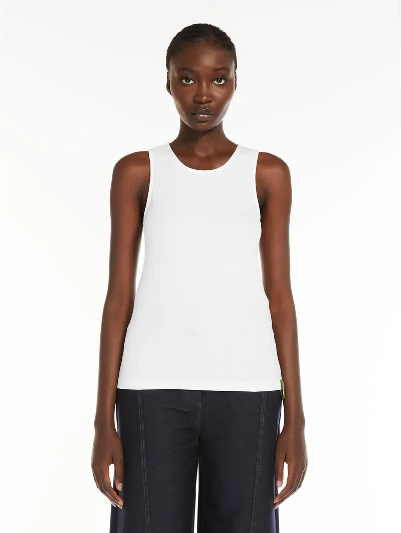 White Ribbed Sleeveless Top 1