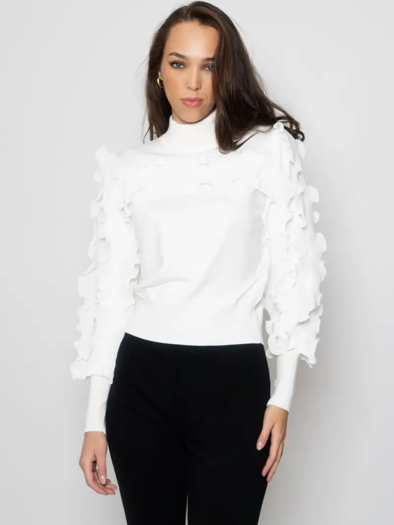White Ruffled Lupetto Top 1