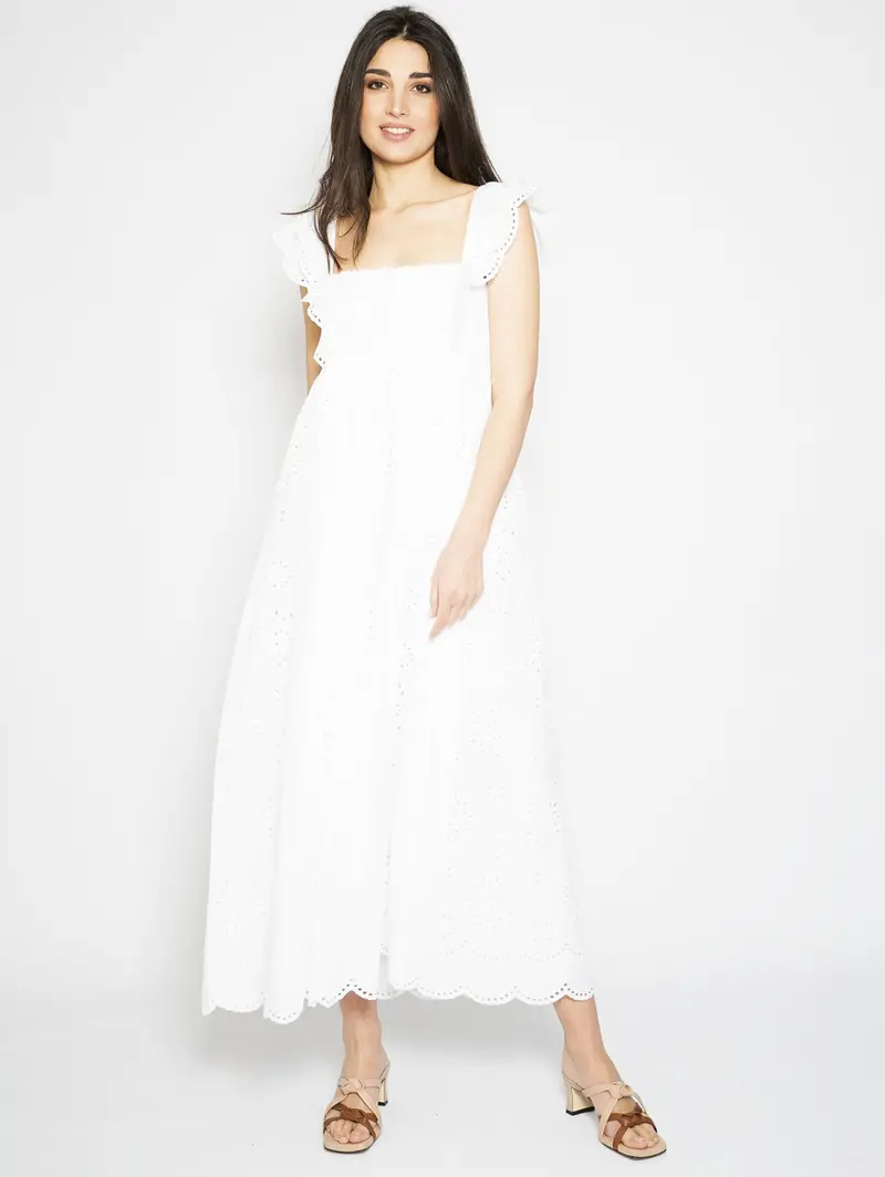 White Sangallo Ruffle Dress 1