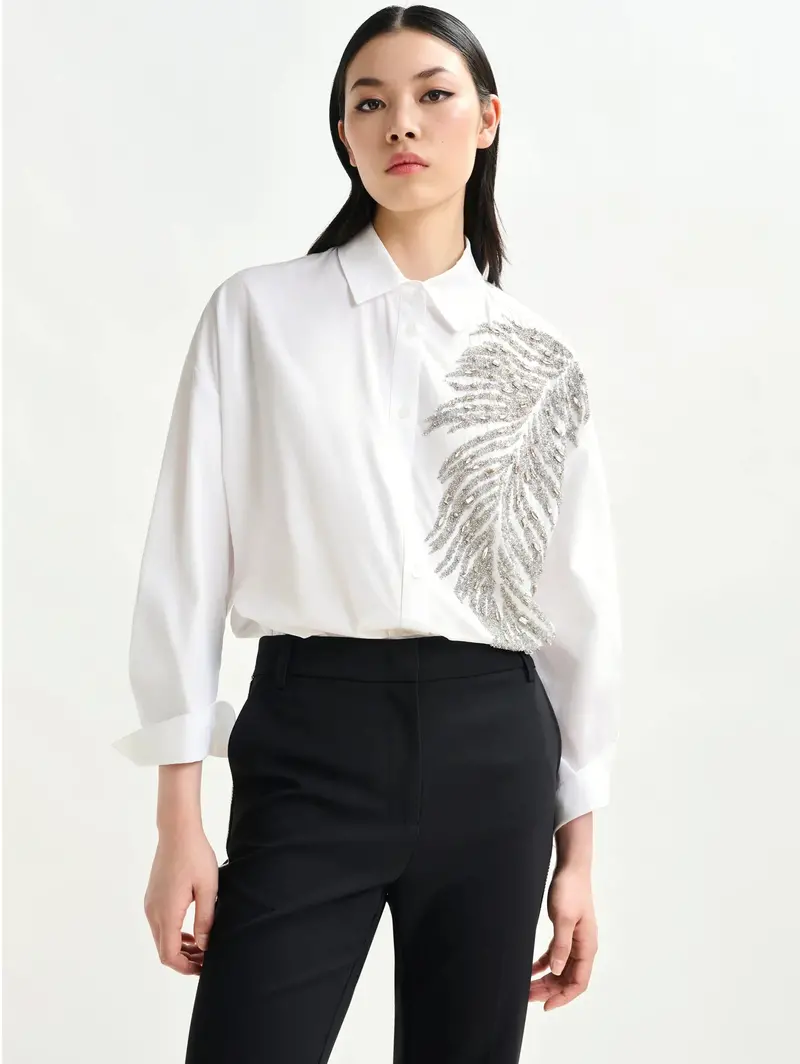 White Sequined Oversized Shirt 1