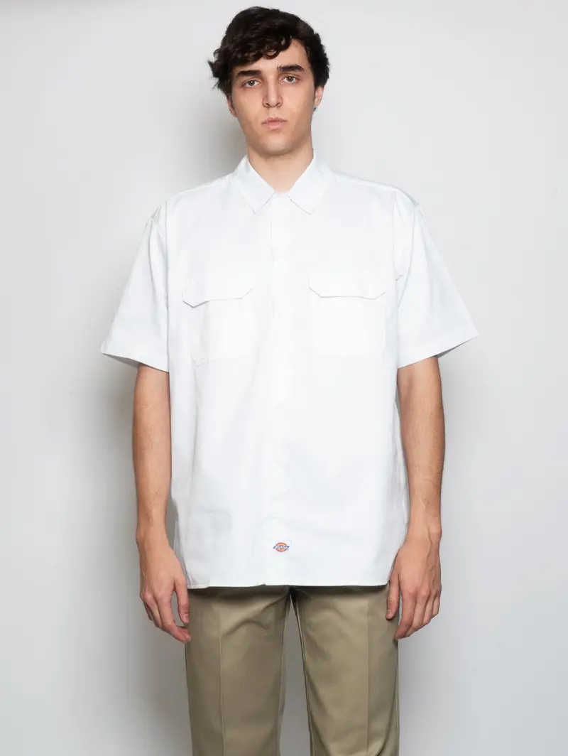 White Short-Sleeve Workwear Shirt 1