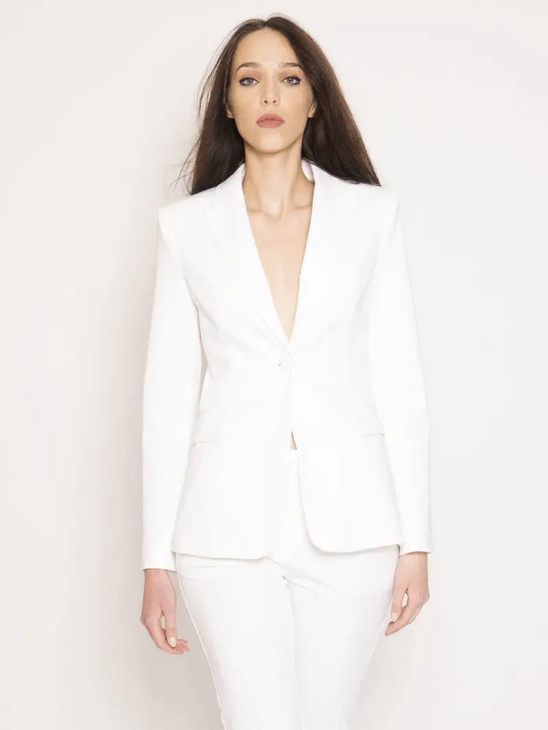 White Sigma Knit-Texture Jacket 1