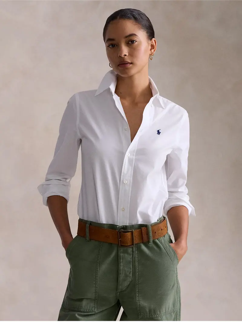 White Slim-Fit Cotton Poplin Shirt 1