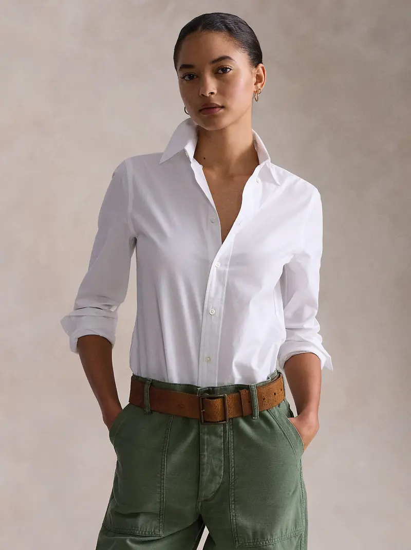 White Slim-Fit Cotton Poplin Shirt 1