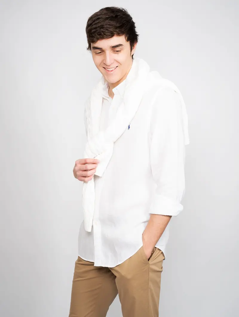 White Slim-Fit Linen Shirt 1