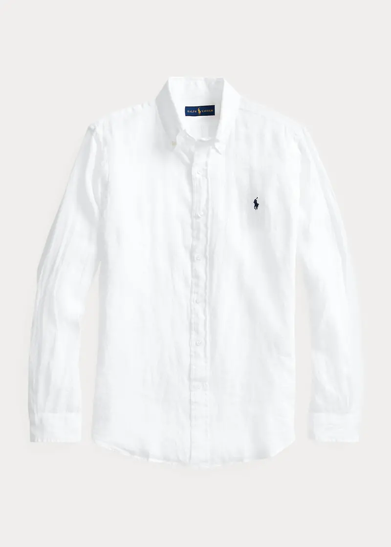 White Slim-Fit Linen Shirt 1