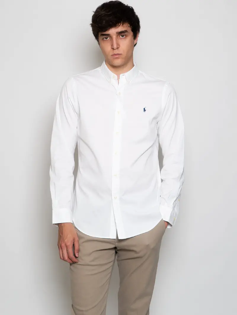 White Slim-Fit Twill Cotton Shirt 1