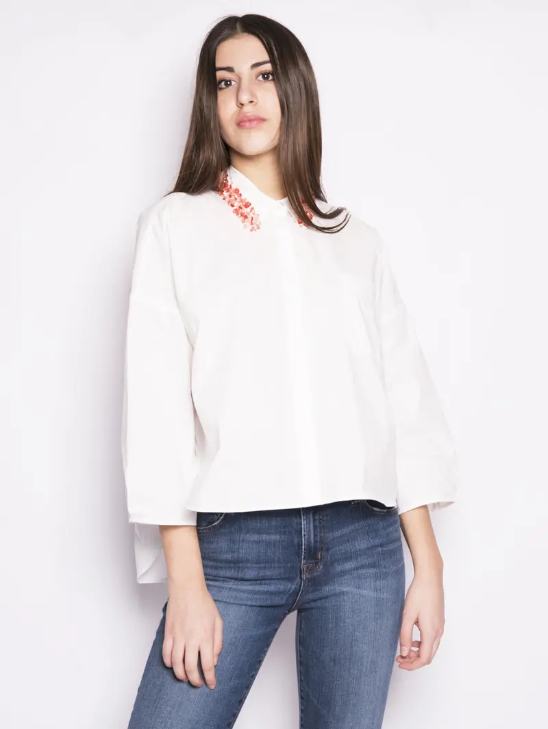 White Stone-Embellished Shirt With Regent Design 1