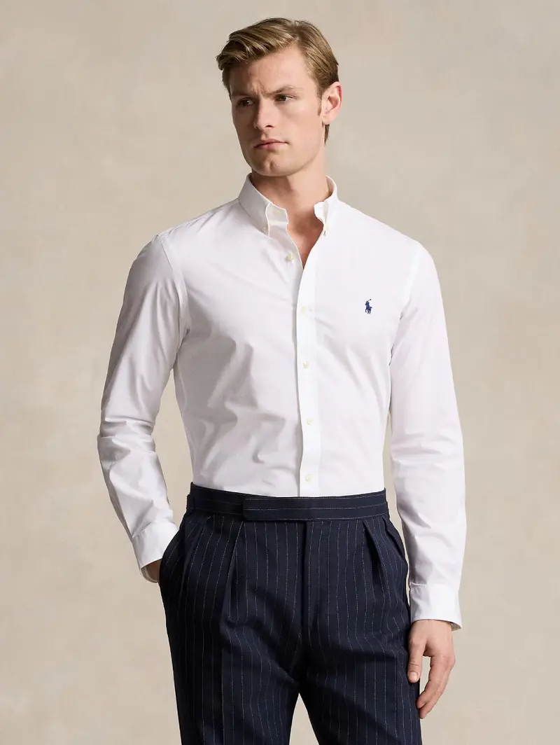White Stretch Poplin Shirt 1