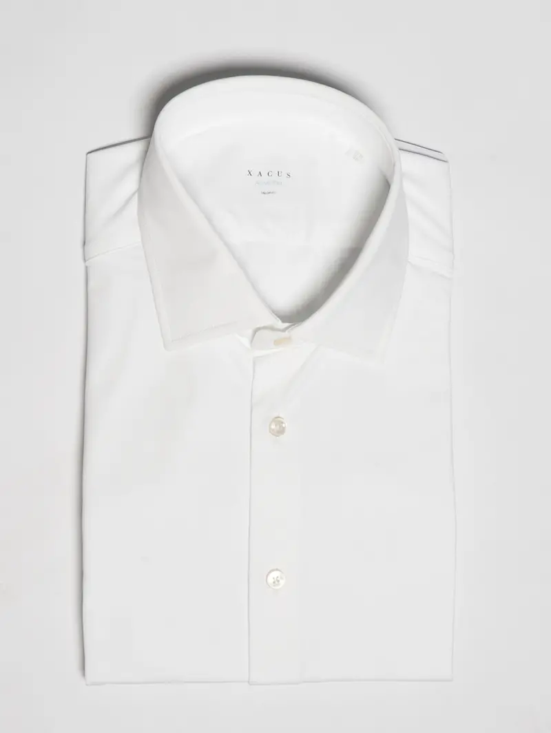 White Stretch Techno Micro Twill Shirt 1