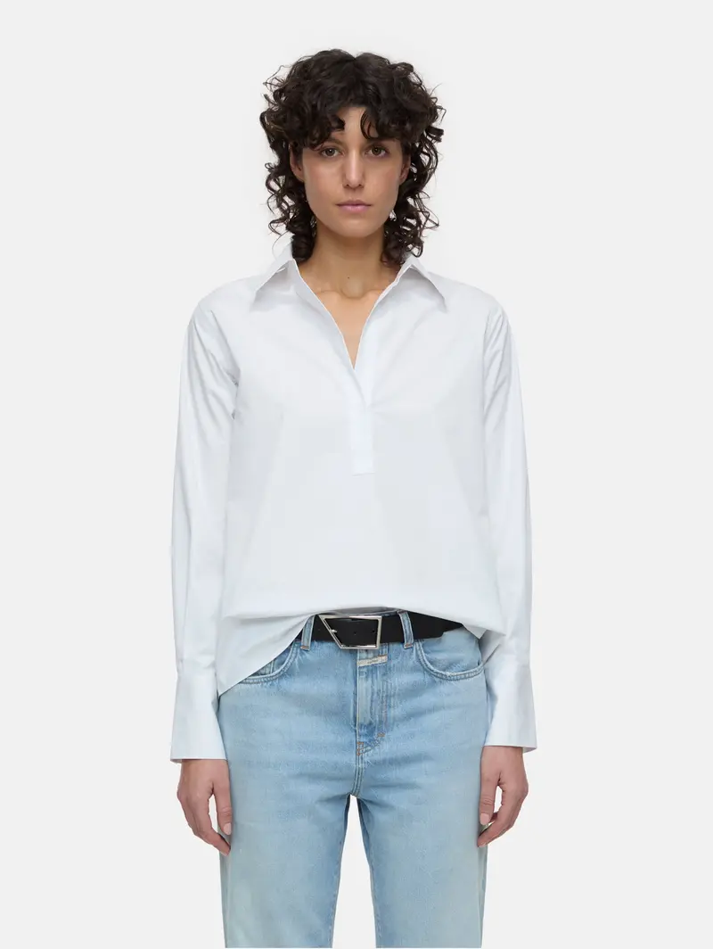 White Tunic-Neck Blouse 1
