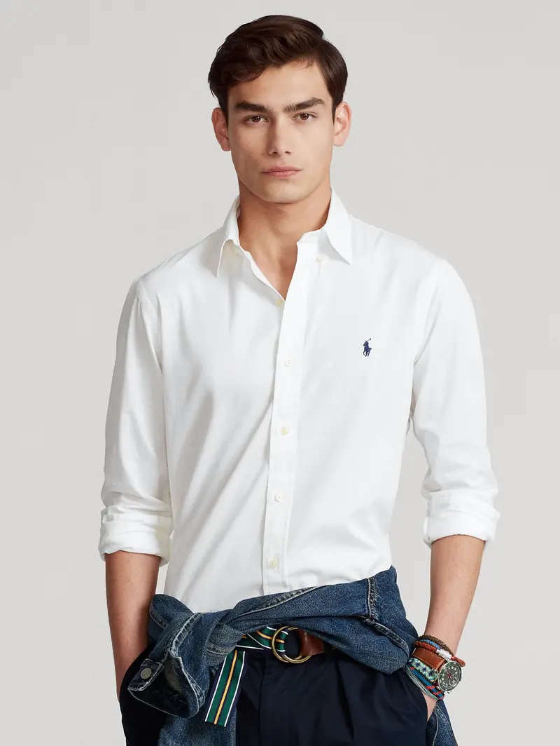 White Twill Button-Down Shirt 1