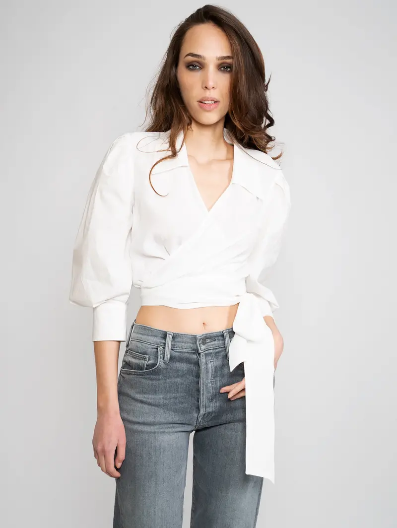White V-Neck Blouse 1