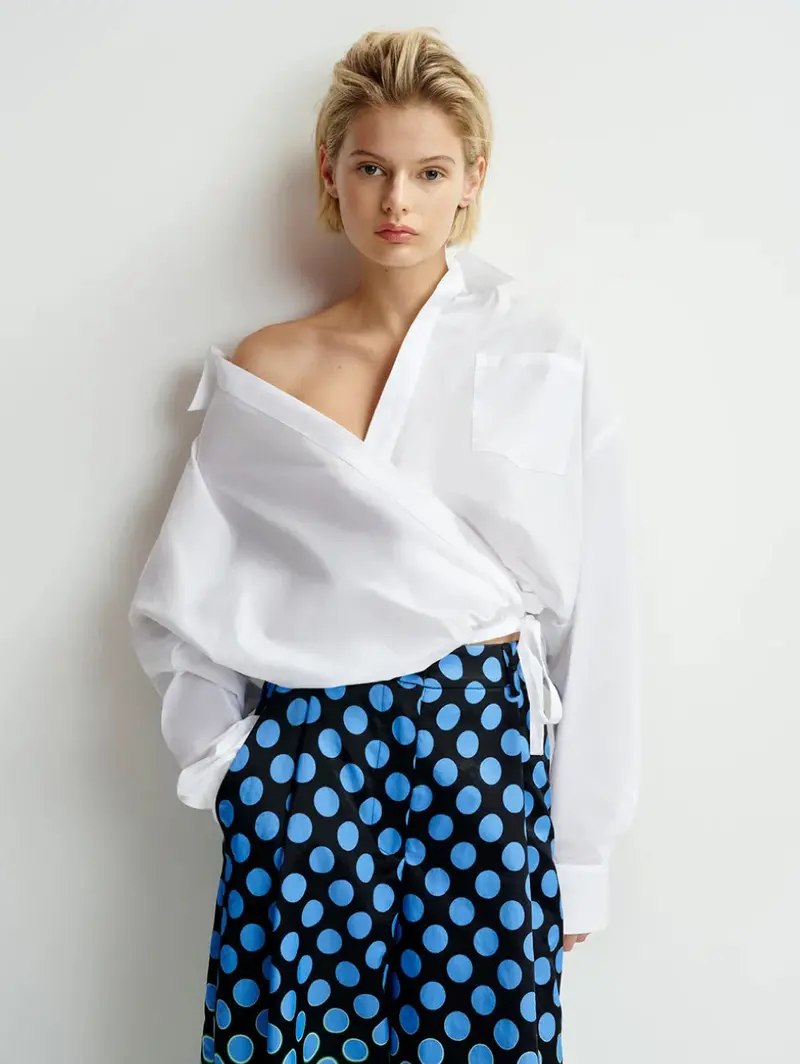 White V-Neck Short Shirt 1