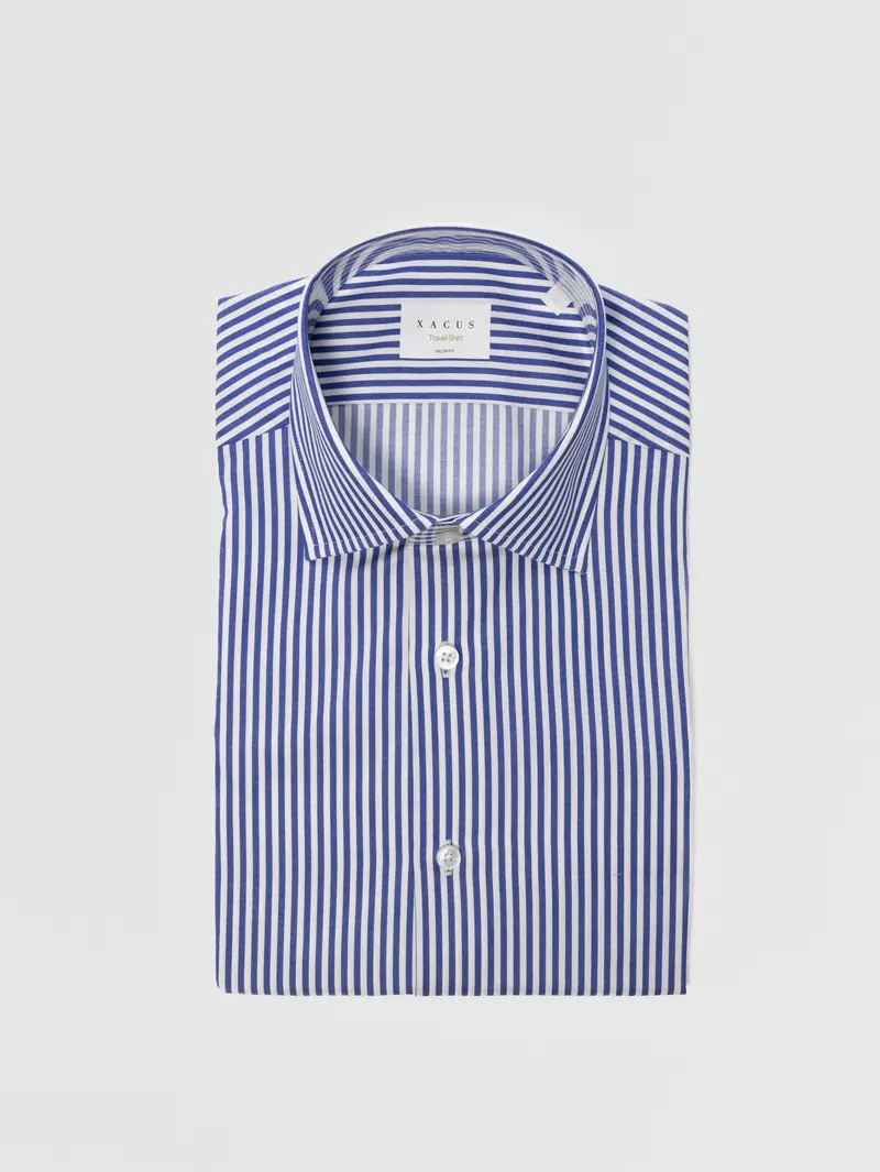 Wrinkle-Free White-And-Blue Striped Shirt 1
