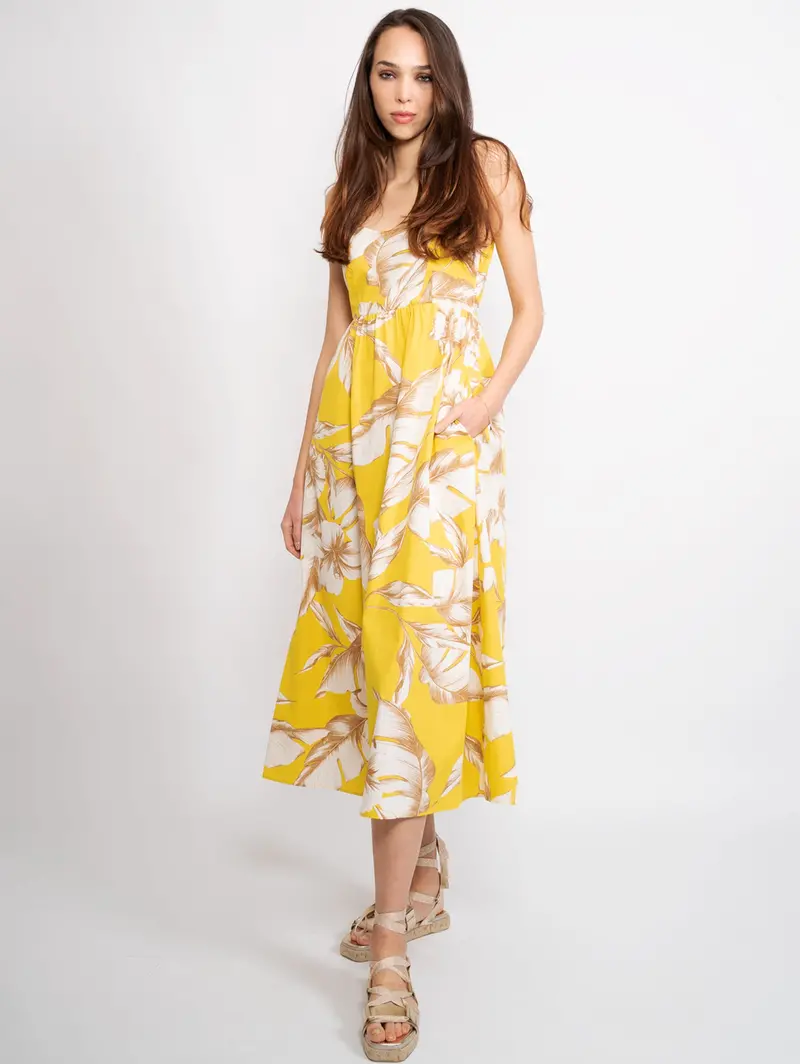 Yellow Floral Midi Dress 1
