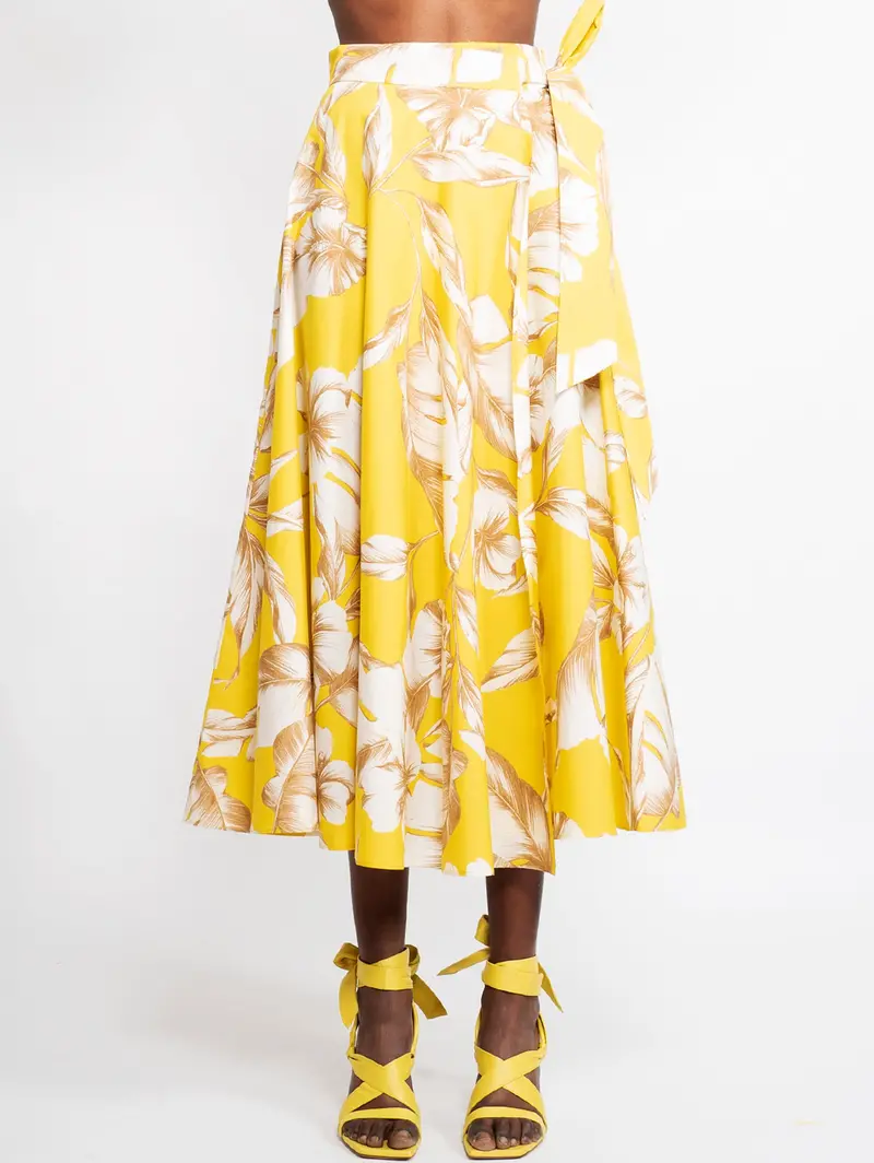 Yellow Floral Wrap Skirt 1