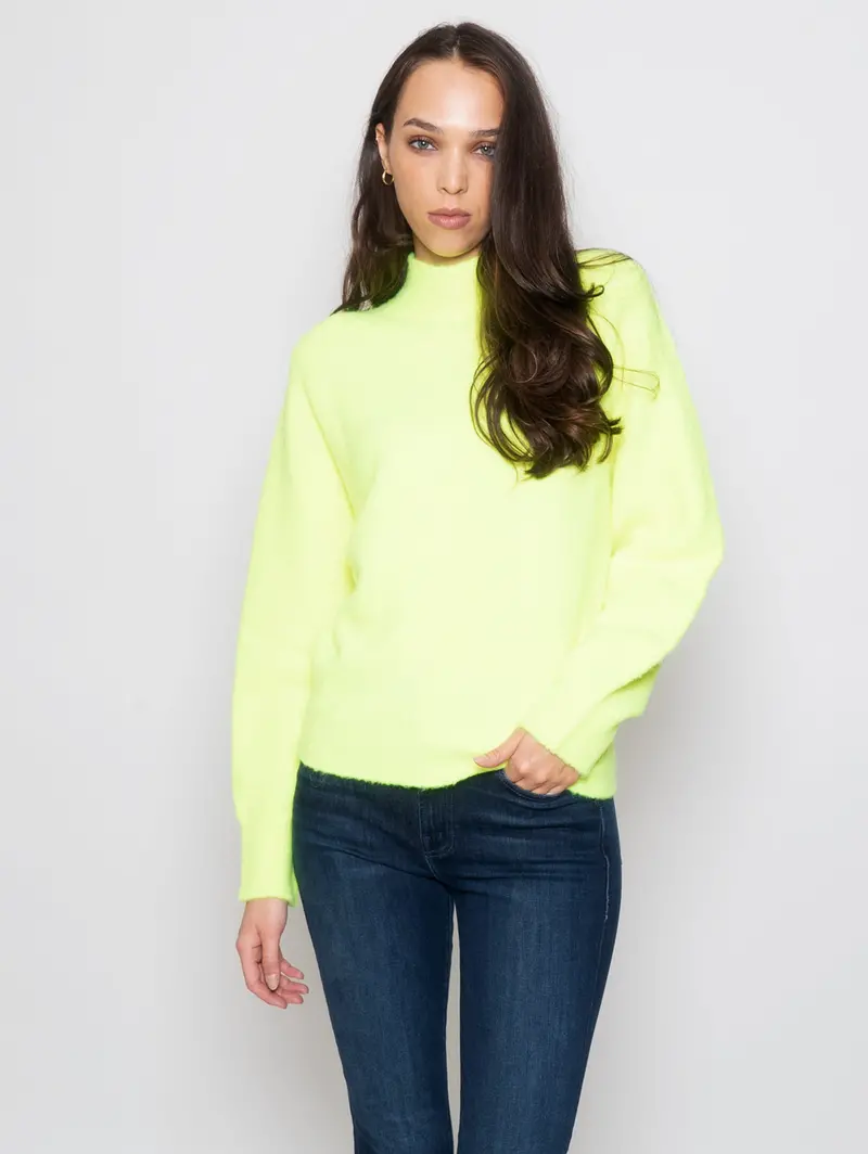 Yellow-Fluorescent Seamless Wool Crewneck Sweater 1