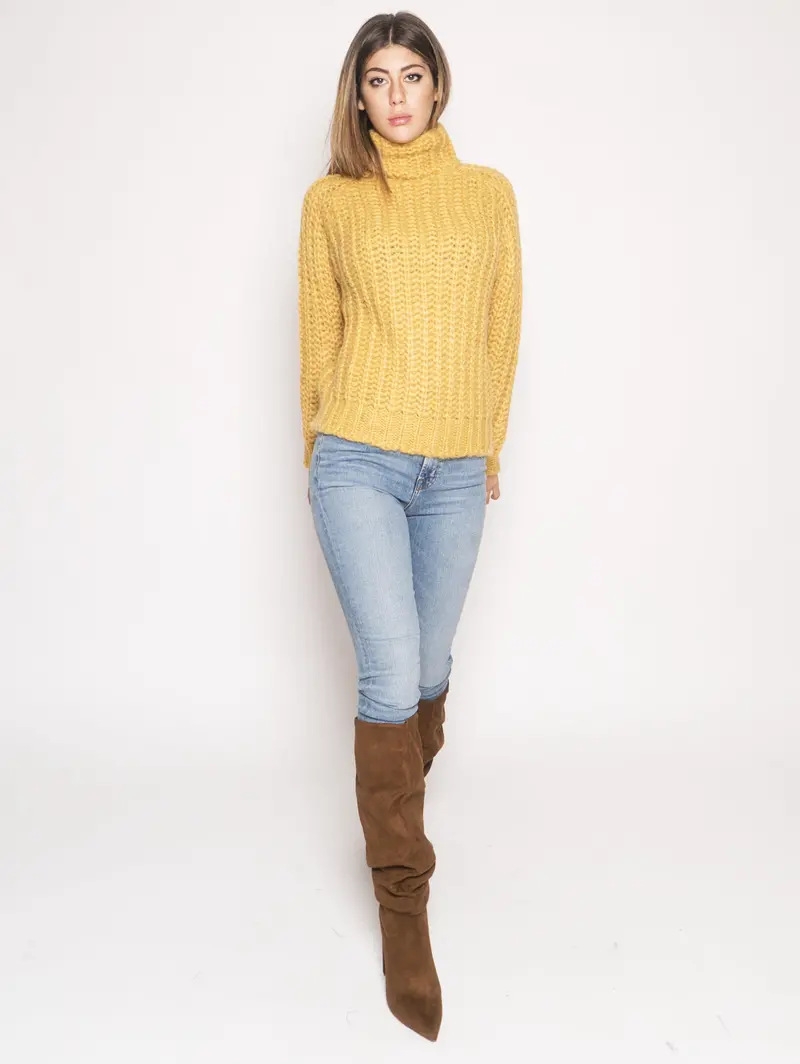 Yellow Mohair Knit Sweater 1