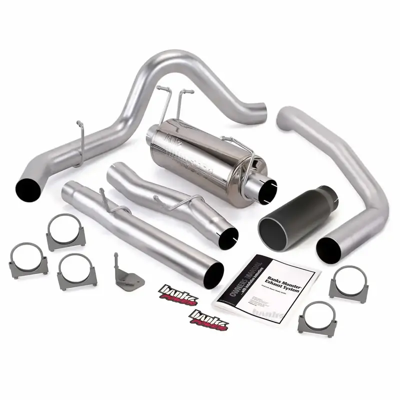Banks Power 48786-B Monster Exhaust – 4-Inch Single-Exit System With Cerakote Black Tip 1