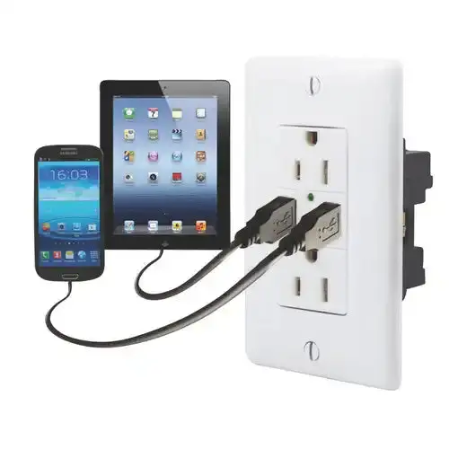 Dual-Port 120V Usb Wall Charger – White Finish 1